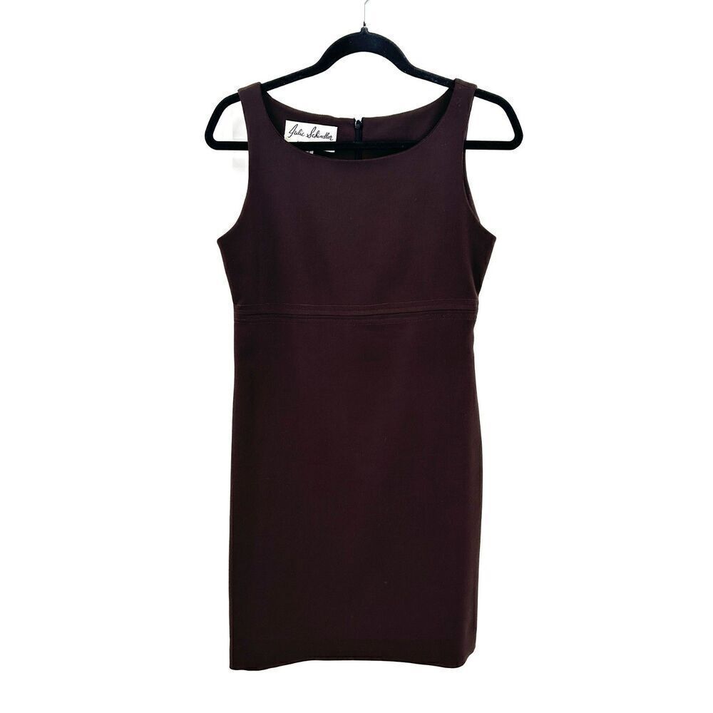 JULIE SCHINDLER Designer Brown Sleeveless Office Sheath Mini Dress Size Small